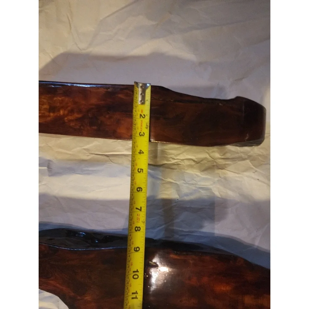 Vintage Set Of 2 Live Edge Red Wood Wall Mounted Floating Mantel Shelves Burl